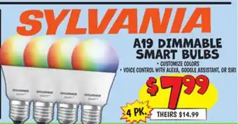 Ollie's SYLVANIA A19 DIMMABLE SMART BULBS offer