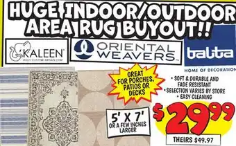 Ollie's HUGE INDOOR/OUTDOOR AREA RUG offer