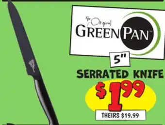 Ollie's GREEN PAN SERRATED KNIFE offer