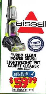 Ollie's BISSELL TURBO CLEAN POWER BRUSH LIGHTWEIGHT PET CARPET CLEANER offer