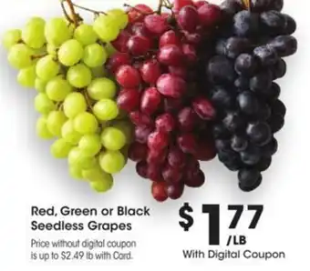 Kroger Red, Green or Black Seedless Grapes offer