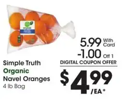 Kroger Simple Truth Organic Navel Oranges offer