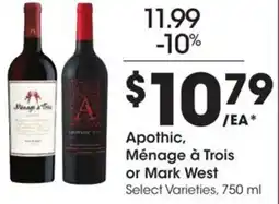 Kroger Apothic and Ménage à Trois or Mark West offer