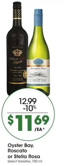 Kroger Oyster Bay and Roscato pr Stella Rosa offer