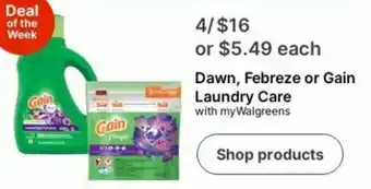 Walgreens Dawn, Febreze or Gain Laundry Care offer