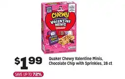 Grocery Outlet Quaker Chewy Valentine Minis, Chocolate Chip with Sprinkles, 28 ct offer