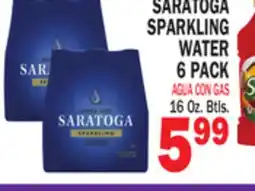 Bravo Supermarkets SARATOGA SPARKLING WATER 6 PACK offer