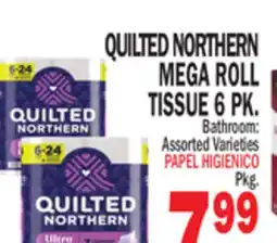 Bravo Supermarkets QUILTED NORTHERN MEGA ROLL TISSUE 6 PK offer