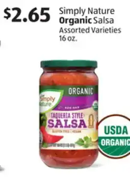 Aldi Simply Nature Organic Salsa offer