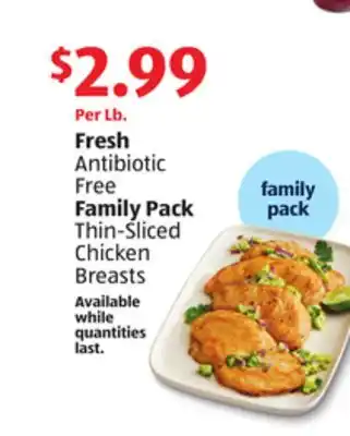 Aldi Fresh Antibiotic Free Family Pack Thin-Sliced Chicken Breasts offer