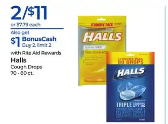 Rite Aid Halls Cough Drops offer