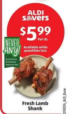 Aldi NEVER ANY! Fresh Lamb Shank offer