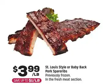 Grocery Outlet St. Louis Style or Baby Back Pork Spareribs offer