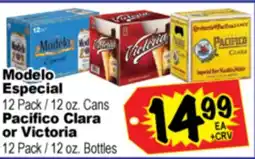 Superior Grocers Modelo Especial 12 Pack/12 oz. Cans Pacifico Clara or Victoria 12 Pack / 12 oz. Bottles offer