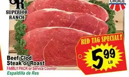 Superior Grocers Beef Clod Steak or Roast offer