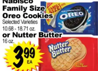 Superior Grocers Nabisco Family Size Oreo Cookies, 10.68 - 18.71 oz. or Nutter Butter 16 oz offer