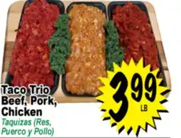 Superior Grocers Taco Trio Beef, Pork, Chicken offer