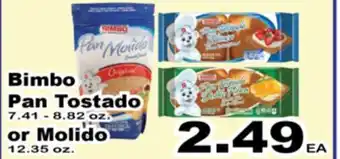 Superior Grocers Bimbo Pan Tostado 7.41 - 8.82 oz. or Molido 12.35 oz offer