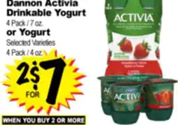 Superior Grocers Dannon Activia Drinkable Yogurt 4 Pack/7 oz., or Yogurt Selected Varieties 4 Pack/4 oz offer