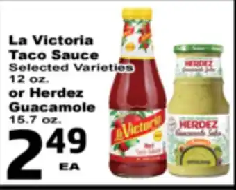 Superior Grocers La Victoria Taco Sauce Selected Varieties 12 oz. or Herdez Guacamole 15.7 oz offer