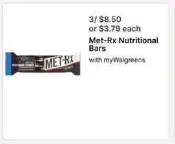 Walgreens Met-Rx Nutritional Bars offer