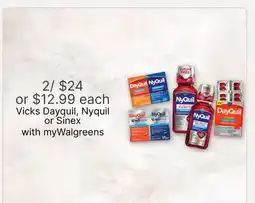 Walgreens Vicks Dayquil, Nyquil or Sinex offer