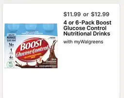 Walgreens 4 or 6-Pack Boost Glucose Control Nutritional Drinks offer