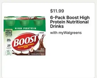 Walgreens 6-Pack Boost High Protein Nutritional Drinks offer