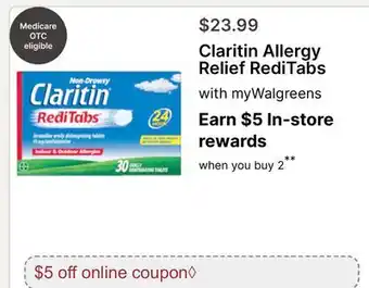 Walgreens Claritin Allergy Relief RediTabs offer