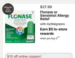 Walgreens Flonase or Sensimist Allergy Relief offer