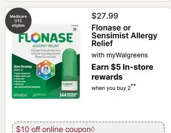 Walgreens Flonase or Sensimist Allergy Relief offer