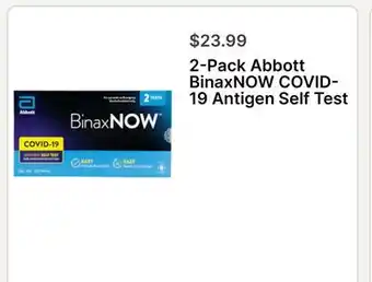 Walgreens 2-Pack Abbott BinaxNOW COVID-19 Antigen Self Test offer