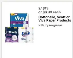 Walgreens Cottonelle, Scott or Viva Paper Products offer