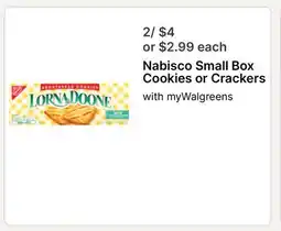 Walgreens Nabisco Small Box Cookies or Crackers offer