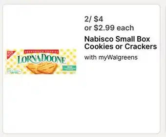 Walgreens Nabisco Small Box Cookies or Crackers offer