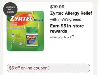 Walgreens Zyrtec Allergy Relief offer