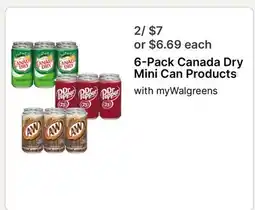 Walgreens 6-Pack Canada Dry Mini Can Products offer