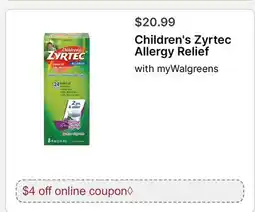 Walgreens Children's Zyrtec Allergy Relief offer