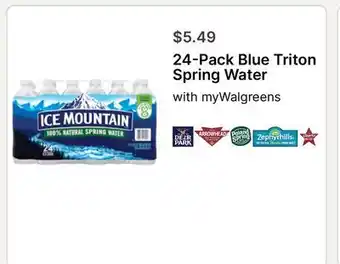 Walgreens 24-Pack Blue Triton Spring Water offer