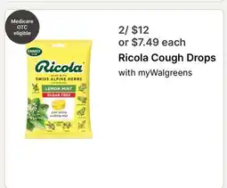 Walgreens Ricola Cough Drops offer