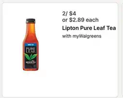 Walgreens Lipton Pure Leaf Tea offer