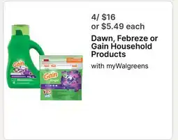 Walgreens Dawn, Febreze or Gain Household Products offer