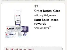 Walgreens Crest Dental Care offer