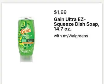 Walgreens Gain Ultra EZ- Squeeze Dish Soap, 14.7 oz offer