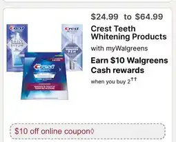 Walgreens Crest Teeth Whitening Products offer