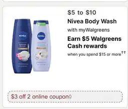 Walgreens Nivea Body Wash offer