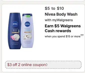 Walgreens Nivea Body Wash offer