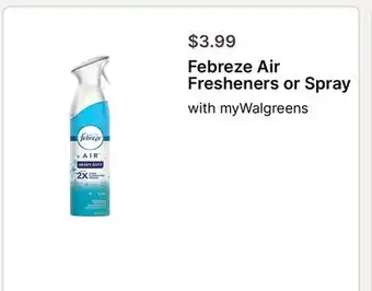 Walgreens Febreze Air Fresheners or Spray offer