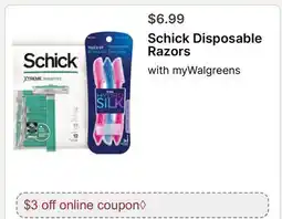 Walgreens Schick Disposable Razors offer