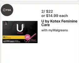 Walgreens U by Kotex Feminine Care offer